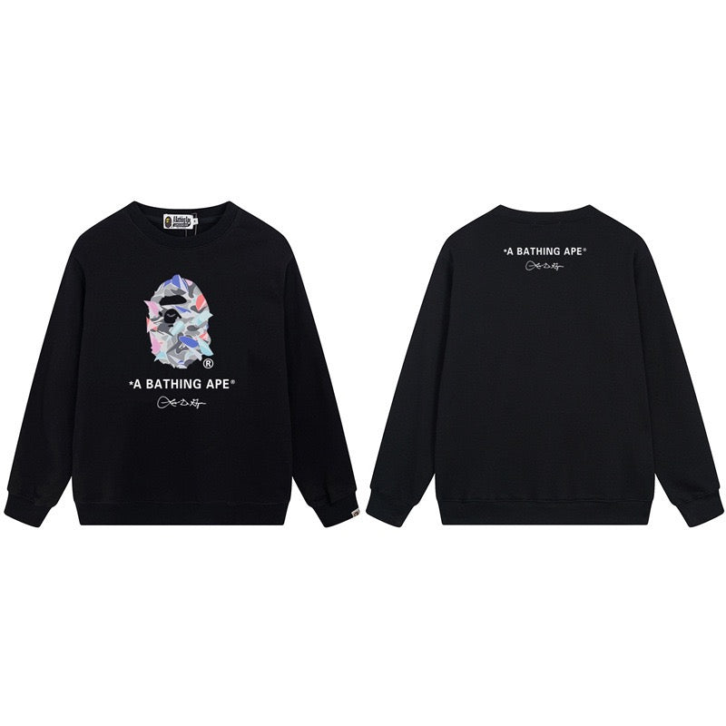 BAPE Abstract Ape Head Graphic Crewneck Sweatshirt Black