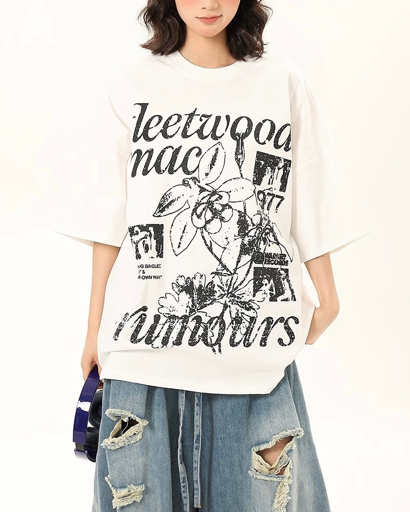 Retro letter short sleeves