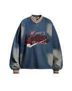 Washed denim casual long-sleeved shirt