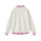 Appliqué patchwork faux two-piece sweatshirt