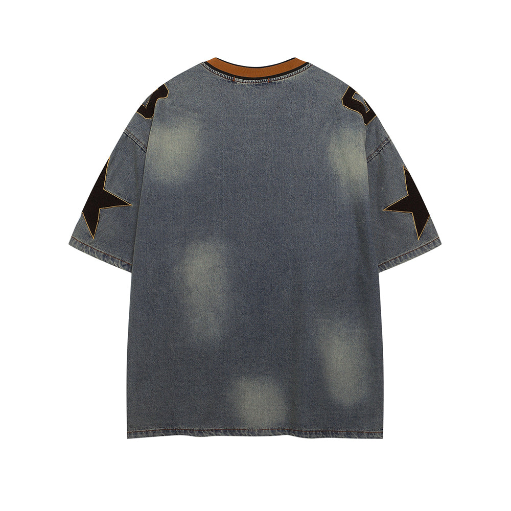 Retro washed distressed short sleeves