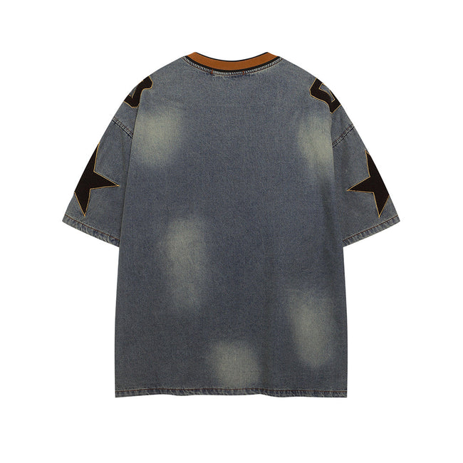 Retro washed distressed short sleeves Main Image