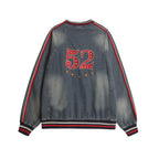 Vintage washed embroidered denim sweatshirt