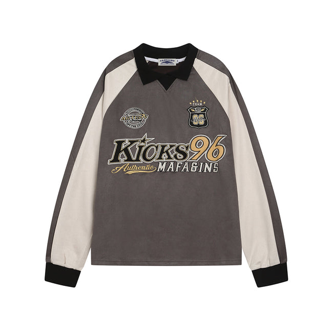 Contrast color lettering long-sleeved sweatshirt Hover Image