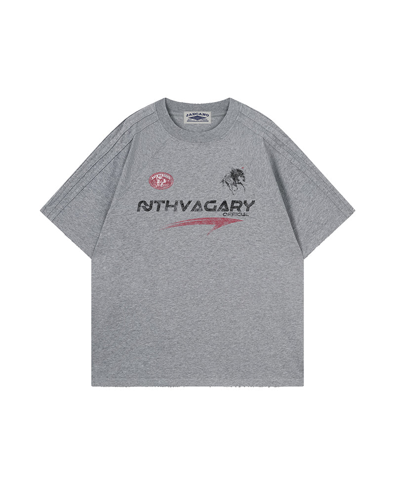 Washed letter short sleeves