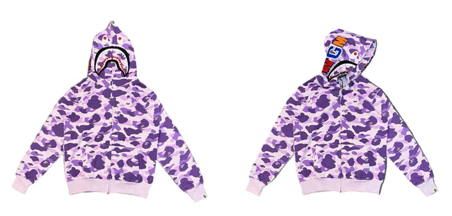 BAPE Shark Full Zip Hoodie Purple Camo Edition Hover Image