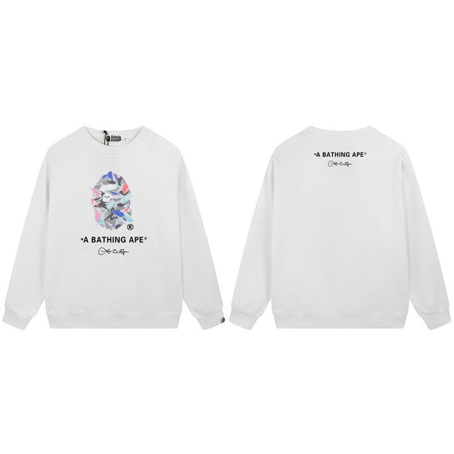 BAPE Abstract Ape Head Graphic Crewneck Sweatshirt White Hover Image