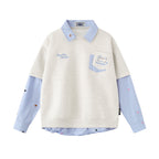Fake two piece lapel sweatshirt
