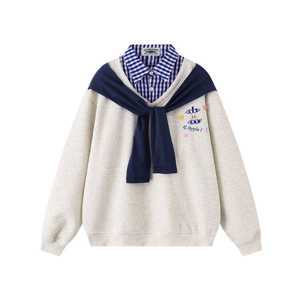 Fake two-piece polo sweatshirt
