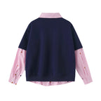 Fake two piece lapel sweatshirt