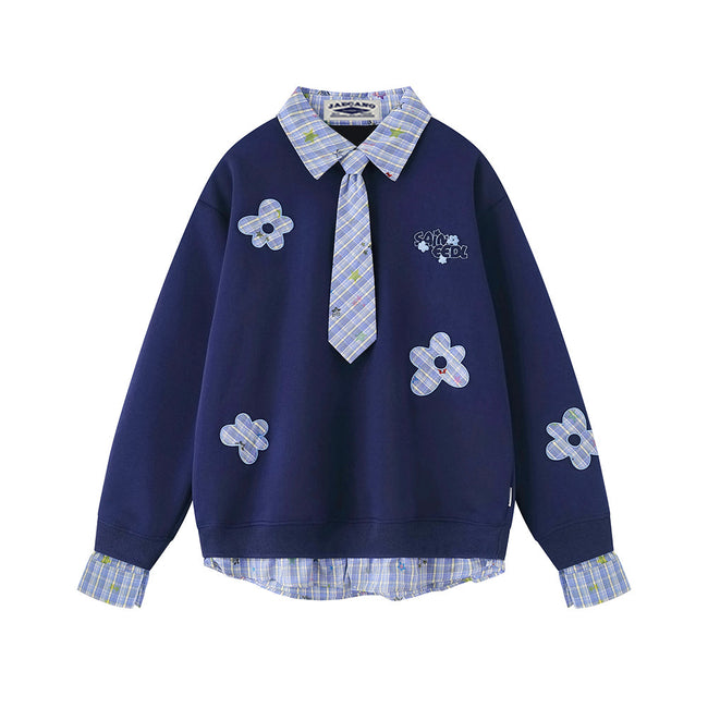 Appliqué patchwork faux two-piece sweatshirt Hover Image