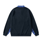 Plaid panel lapel sweatshirt
