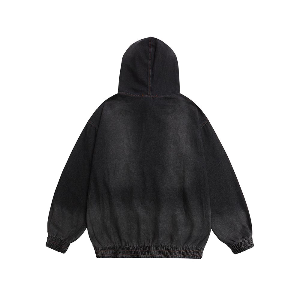 Embroidered denim hoodie