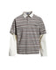 Retro-style faux two-piece polo long-sleeved shirt