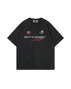 Washed letter short sleeves