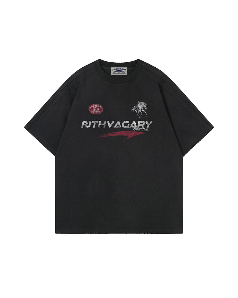 Washed letter short sleeves