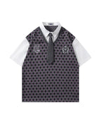 Faux Two-Piece Tie Short Sleeve