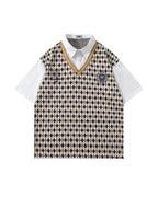 Faux Two-Piece Tie Short Sleeve