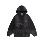 Embroidered denim hoodie