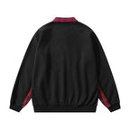 Plaid panel lapel sweatshirt