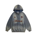 Embroidered denim hoodie