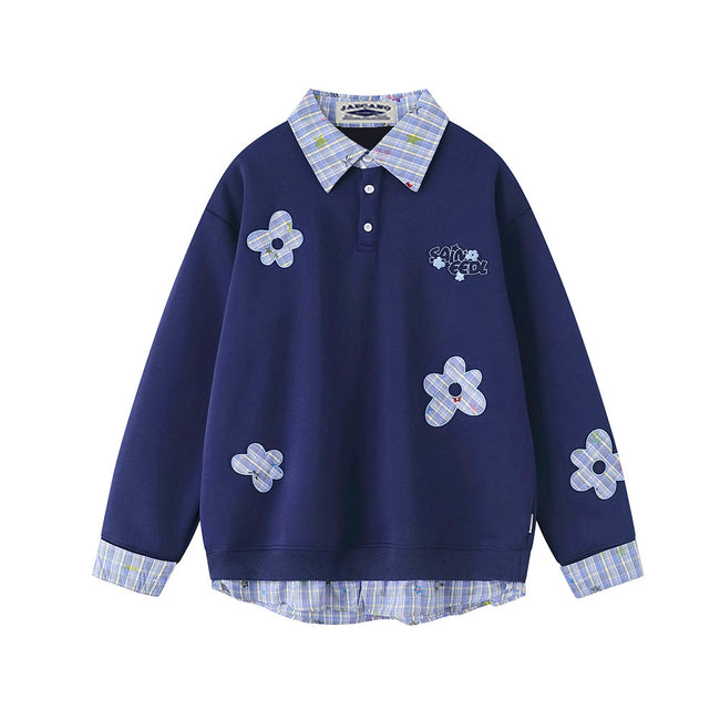 Appliqué patchwork faux two-piece sweatshirt Main Image