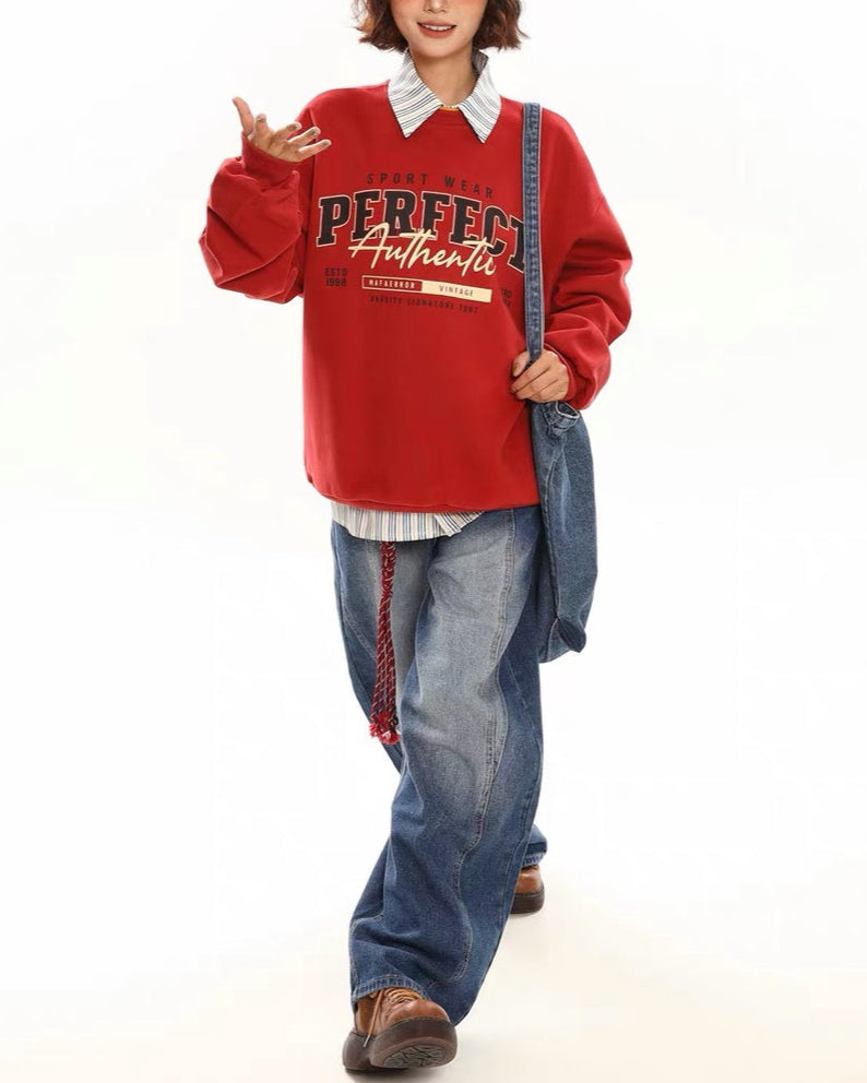 retro casual couple sweatshirt