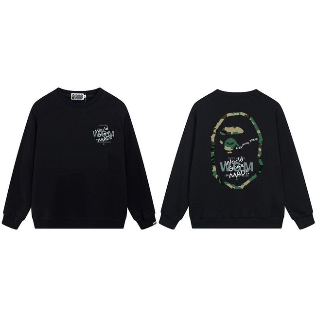 BAPE World Wide Mad Ape Head Graphic Crewneck Sweatshirt Black Hover Image