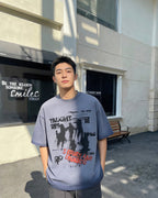 Splatter-style distressed short-sleeved shirt