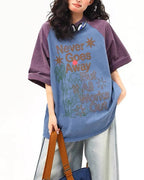 Letter print colorblock short sleeves