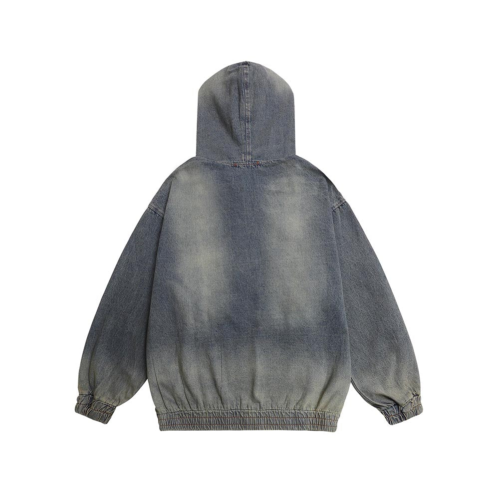 Embroidered denim hoodie