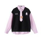 Retro patchwork fake two-piece sweatshirt