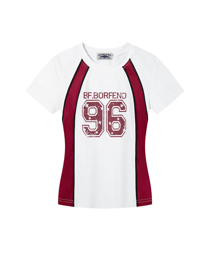 Contrast color stitching short sleeves Main Image