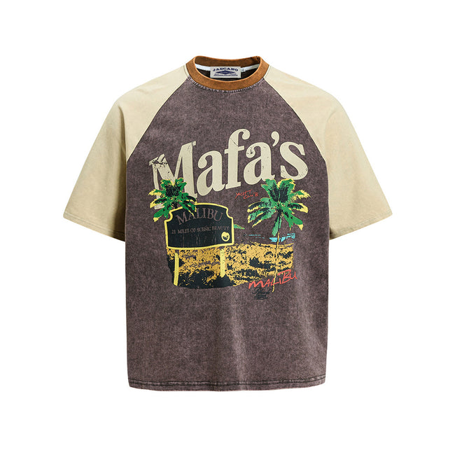 Color-blocked raglan short-sleeved shirt Hover Image