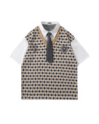 Faux Two-Piece Tie Short Sleeve