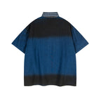 Washed patchwork short-sleeved shirt