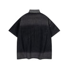 Washed patchwork short-sleeved shirt