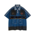 Washed patchwork short-sleeved shirt
