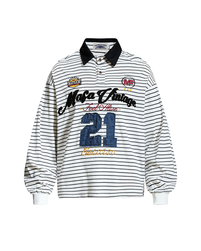 Color-blocked striped casual long-sleeved shirt