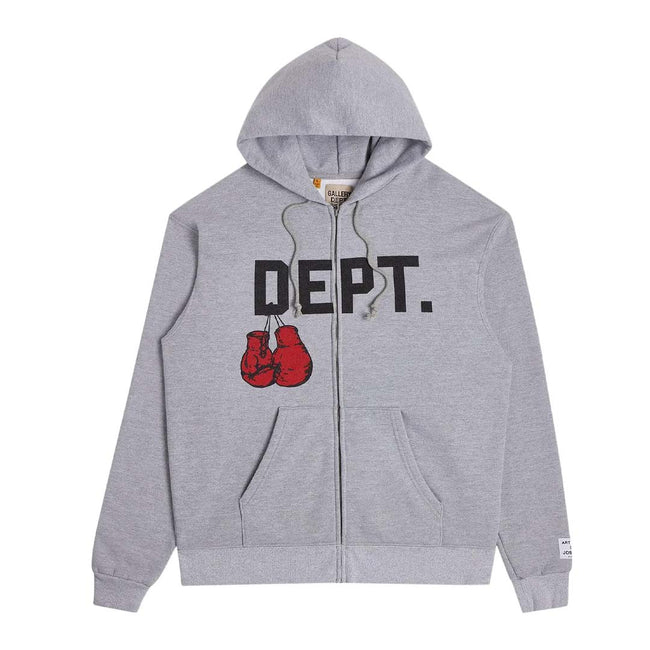 Gallery Dept. Boxing Merch Zip Hoodie 'Heather Grey' Hover Image
