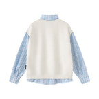 Retro patchwork fake two-piece sweatshirt