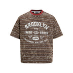 Distressed striped short-sleeved shirt