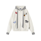 Spliced fake two-piece casual sweatshirt jacket