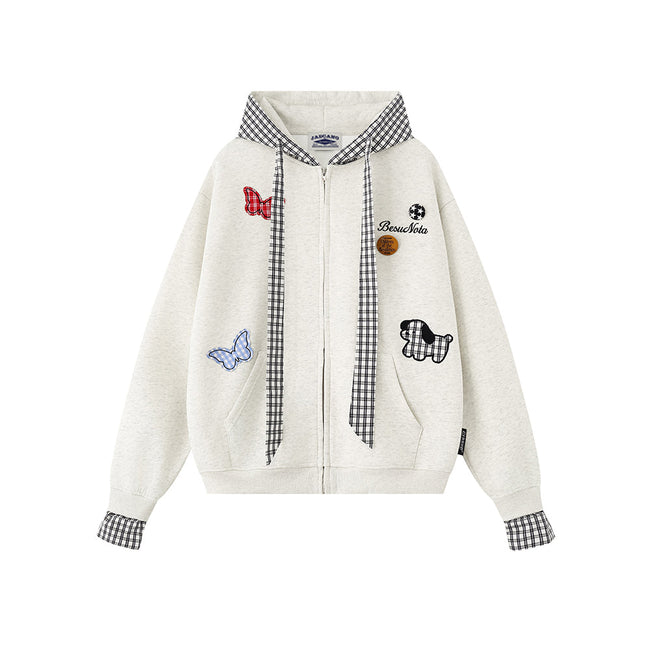 Spliced fake two-piece casual sweatshirt jacket Hover Image
