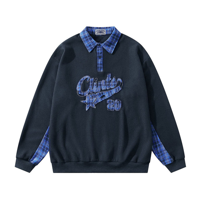 Plaid panel lapel sweatshirt Hover Image