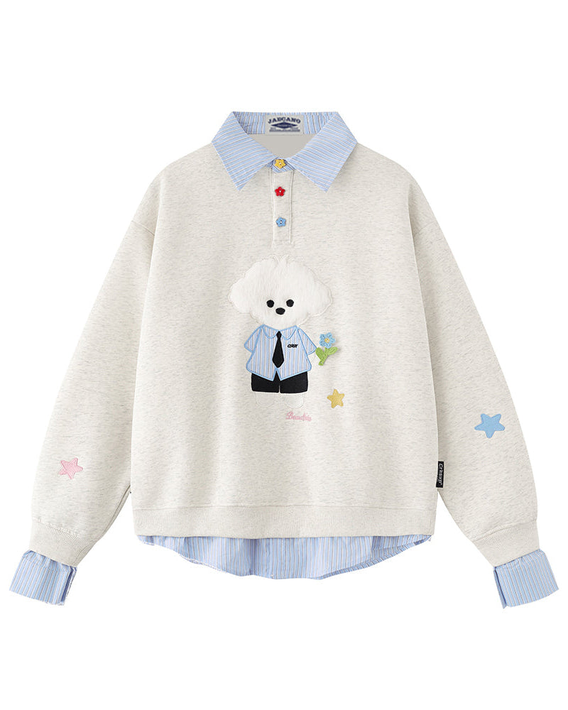 Bear embroidered two-piece sweatshirt