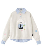 Bear embroidered two-piece sweatshirt
