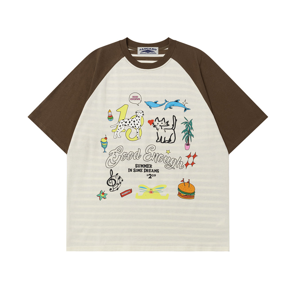 Contrast color cute short sleeves