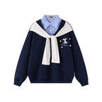 Fake two-piece polo sweatshirt