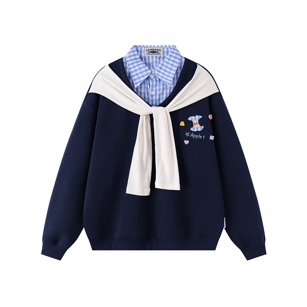 Fake two-piece polo sweatshirt
